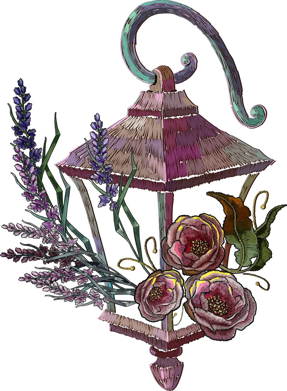 Garden Lantern with Lavender and Peonies