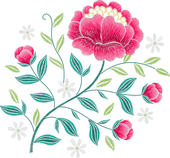 Magenta Peony Spray with Daisies