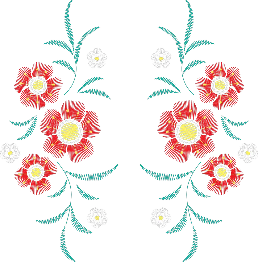 Mirrored Red Poppy Clusters