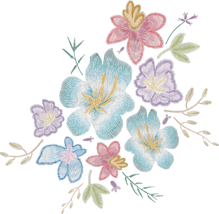 Pastel Blossom Cluster with Fine Sprigs