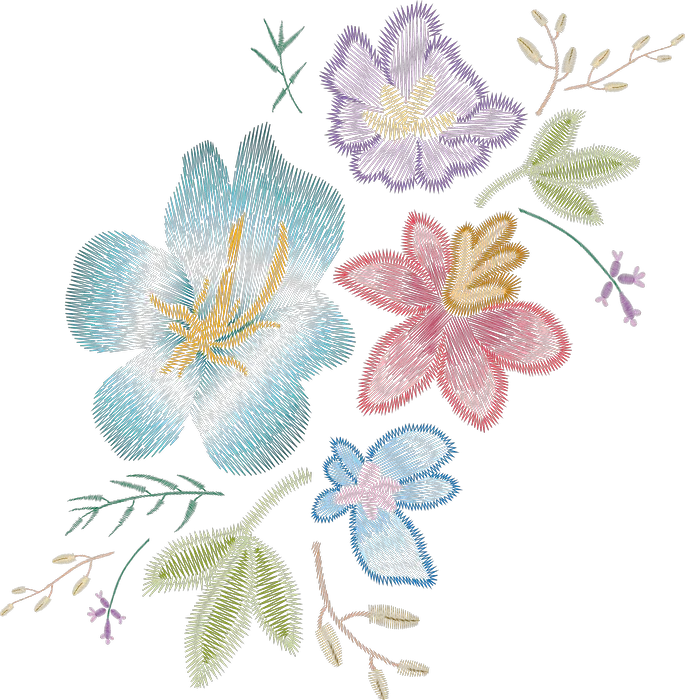 Pastel Lily Quartet with Sketchy Sprigs