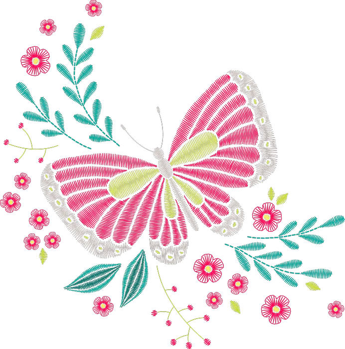 Pink Lace Butterfly with Florets
