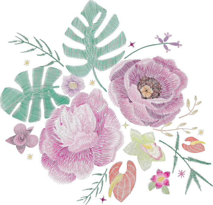 Pink Roses with Tropical Monstera