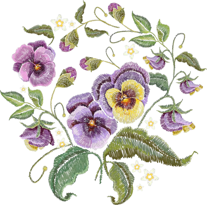 Cluster of Purple and Yellow Pansies