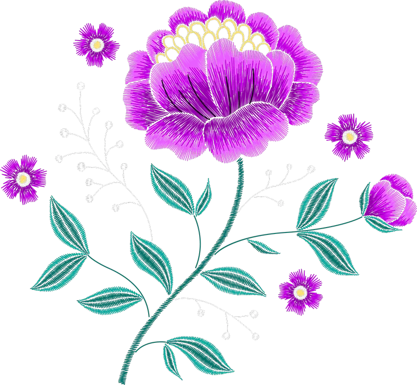 Purple Peony with Small Violet Florets