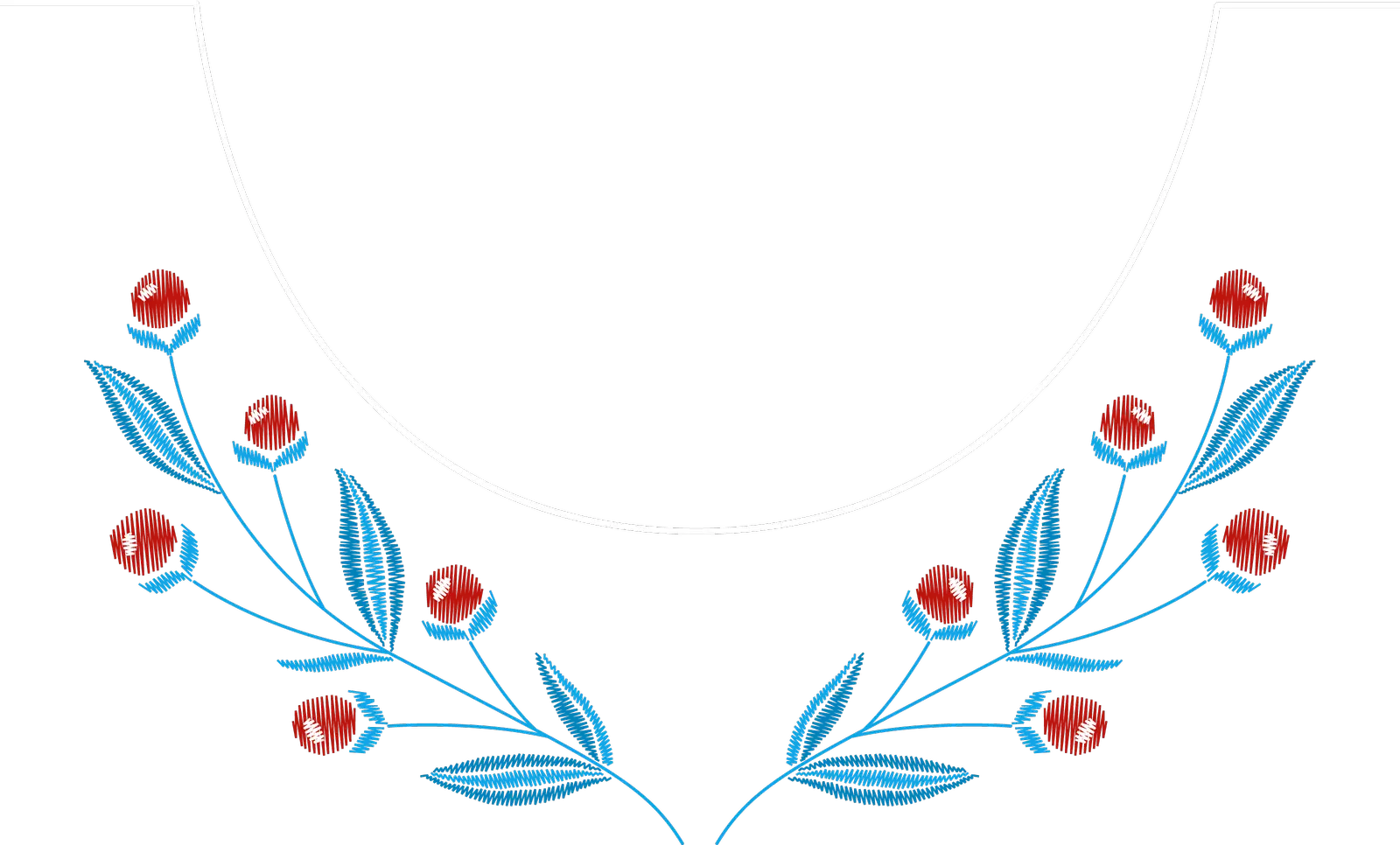 Red Berry and Blue Leaf Neckline Spray