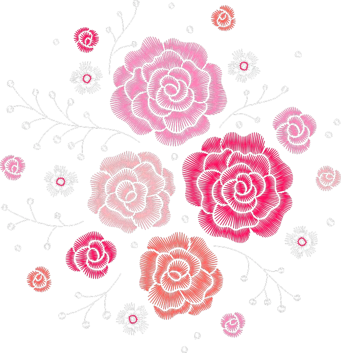 Scattered Pink Roses Cluster