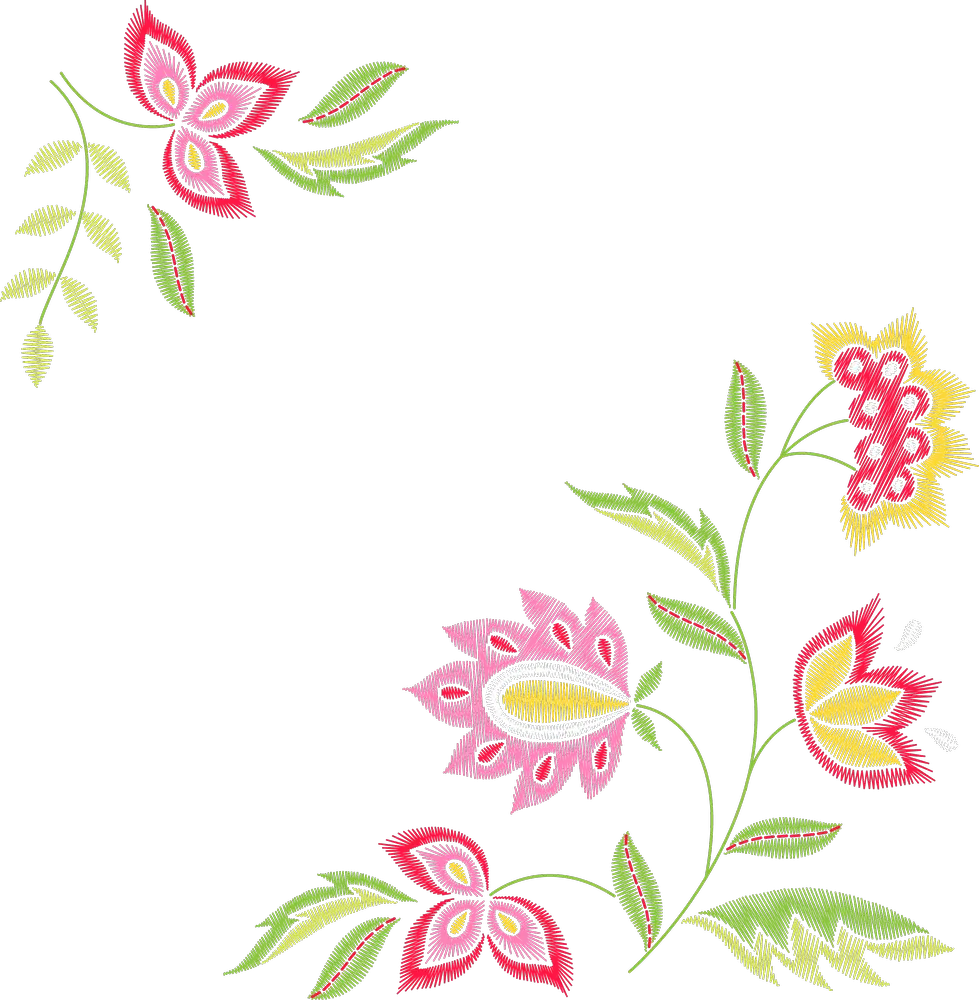 Stylized Paisley Blooms on Vine