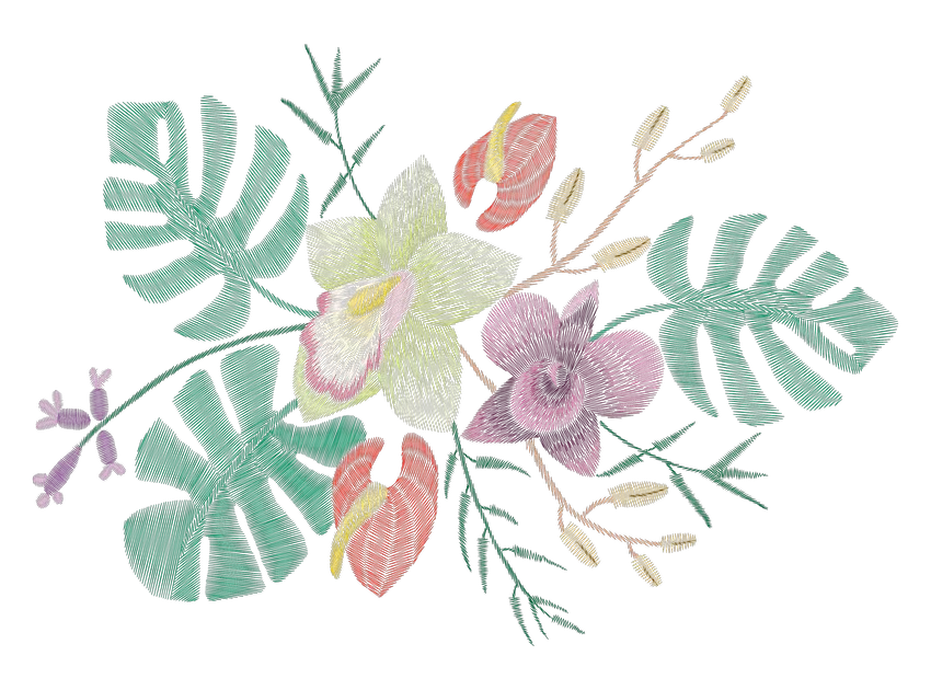 Pastel Tropical Orchid and Monstera Bouquet